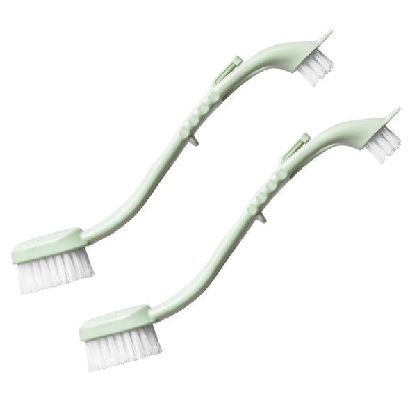 Skylarlife Multifunctional Double-Ended Shoes Brush with Comfortable Handle Deep Clean Bristle Effective Cleaning Brush Scrubber Cleaning Tool for Shoes Grout Tile Floor Sink Light Green Set of 2